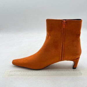 miss left Sienna-suede Side Zipper Low Heel Ankle Boots Square Toe Ladies Bootie